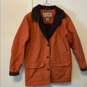 L.L. Bean Women's Orange Utility Jacket with Sherpa Collar